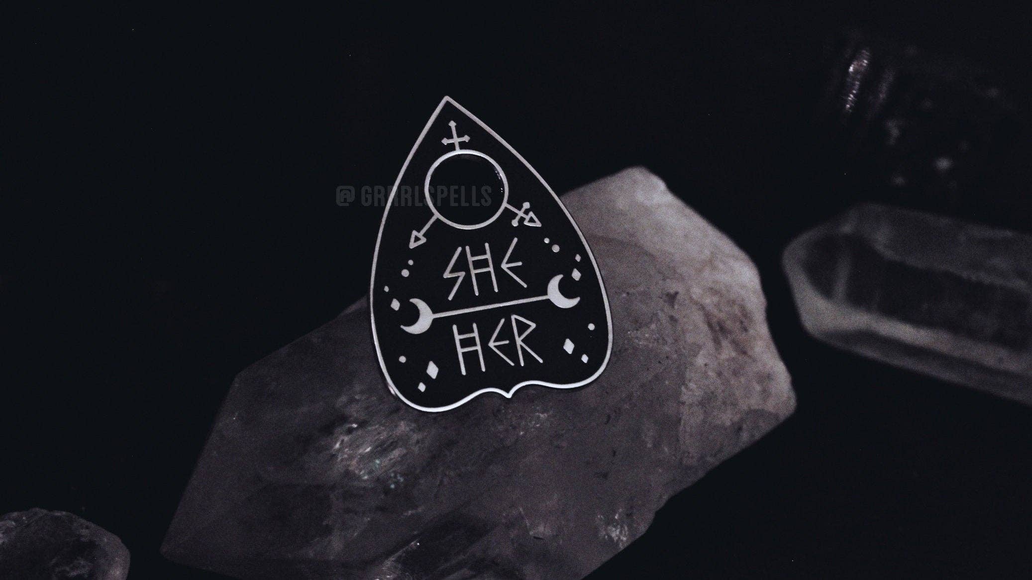 Original Pronoun Planchette Pin: They/them / Silver