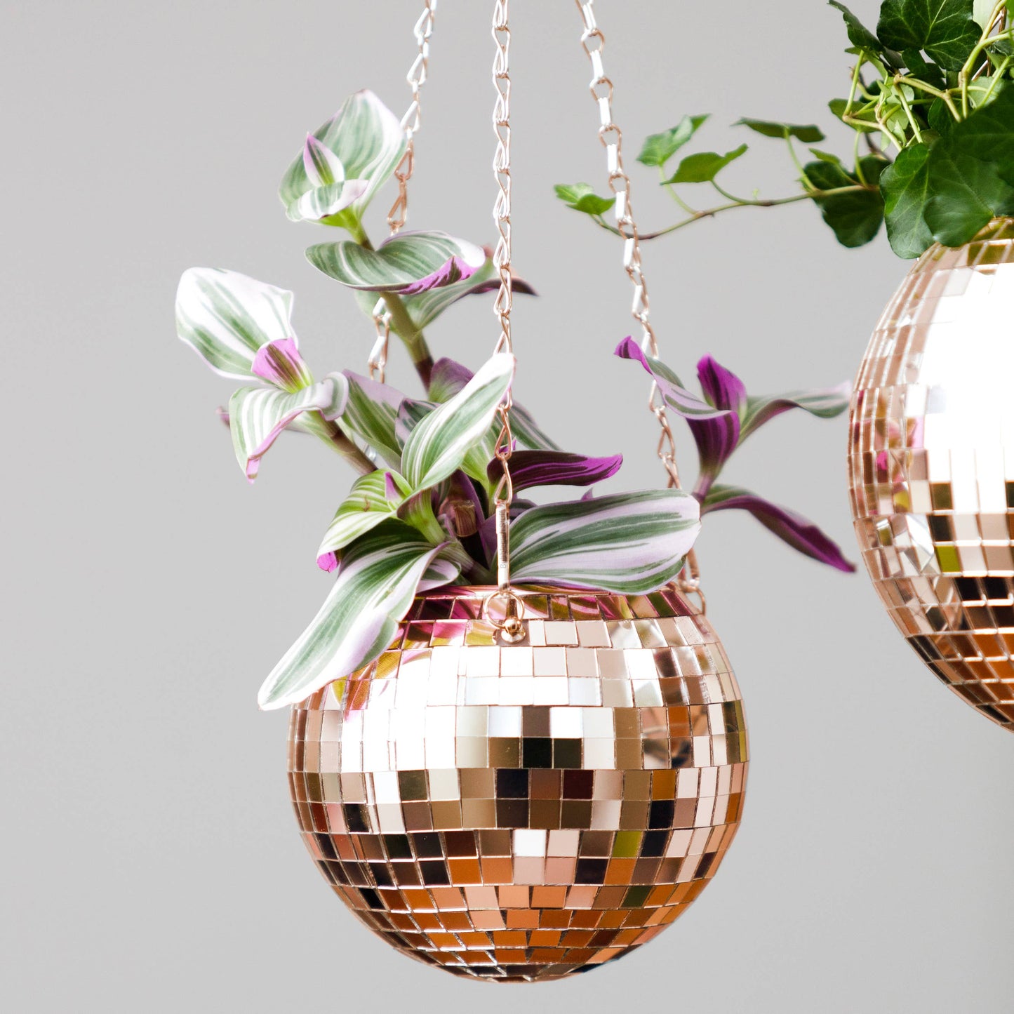 Disco Ball Hanging Planter - Rose Gold (6in)