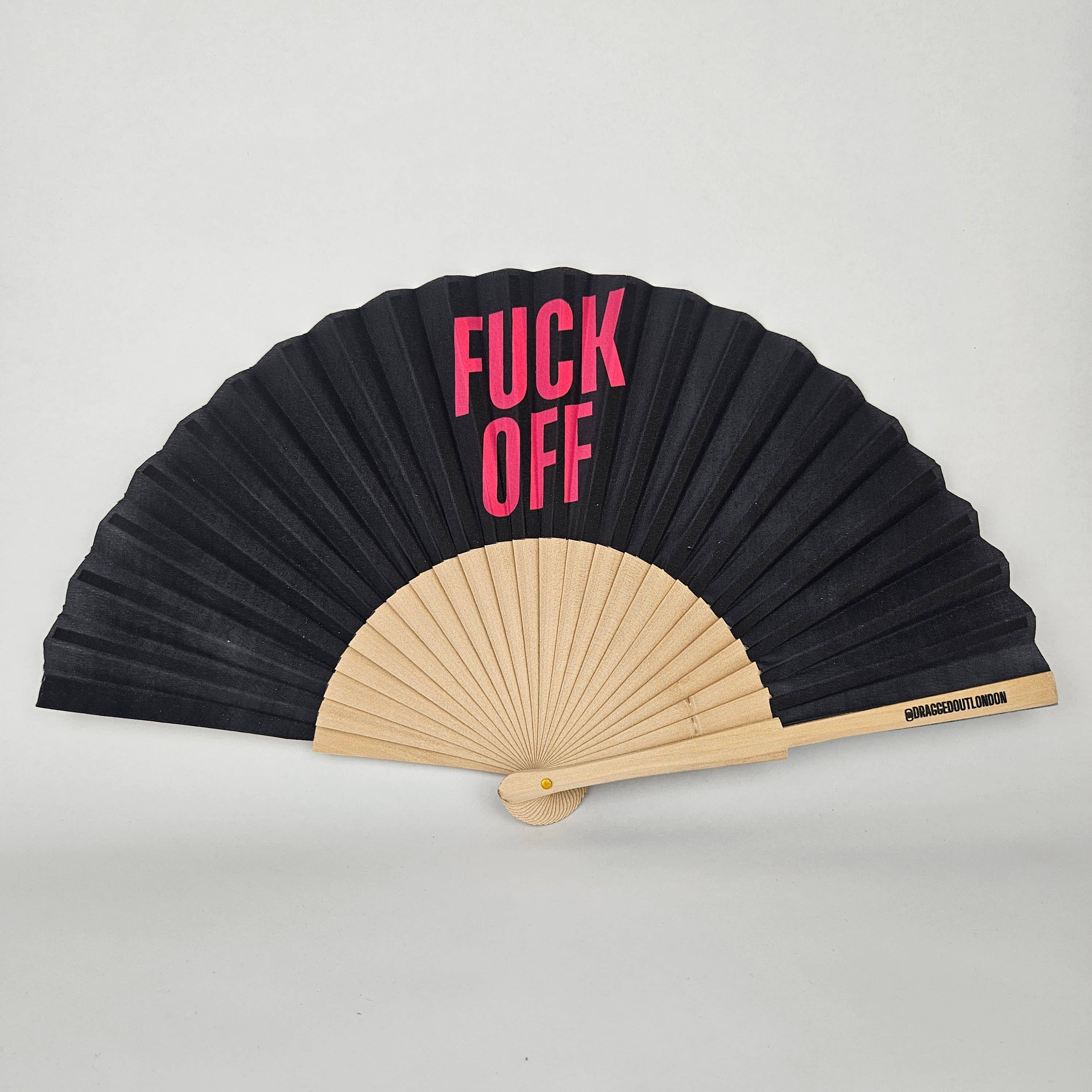Small Folding Wood Hand Fan – Fuck Off