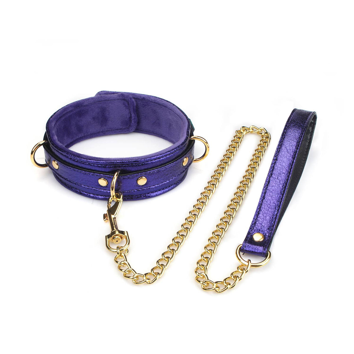 Aurora Cracked PU Collar with Leash – Violet