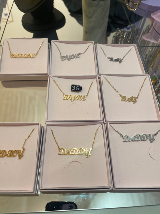 KK Cursive Word Necklaces