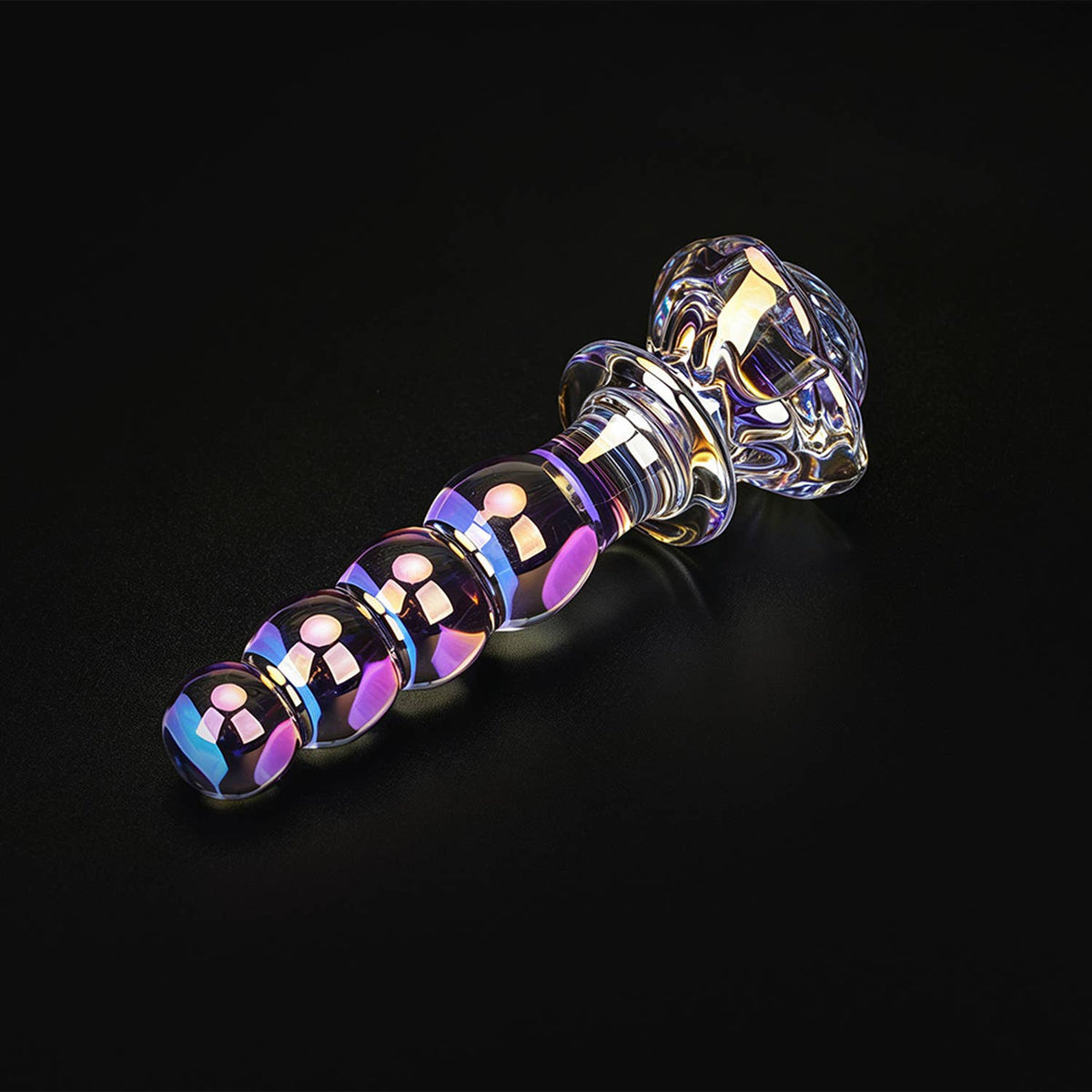 Liebe Seele Chroma Iridescent Sensual Glass Anal Butt Plug - Rose beads chroma