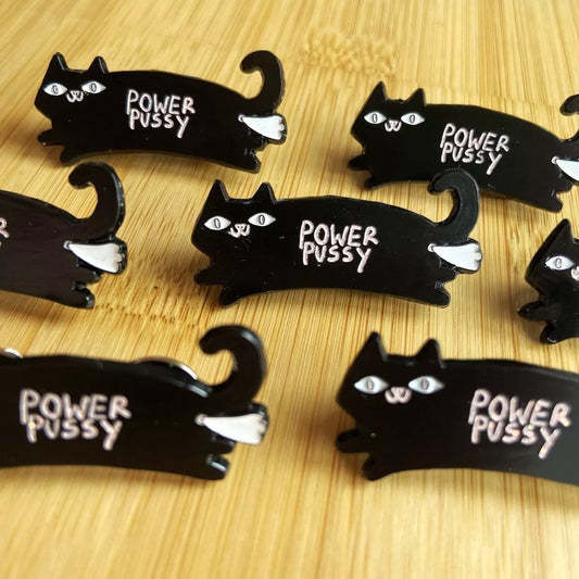 "Power Pussy" Pin Black