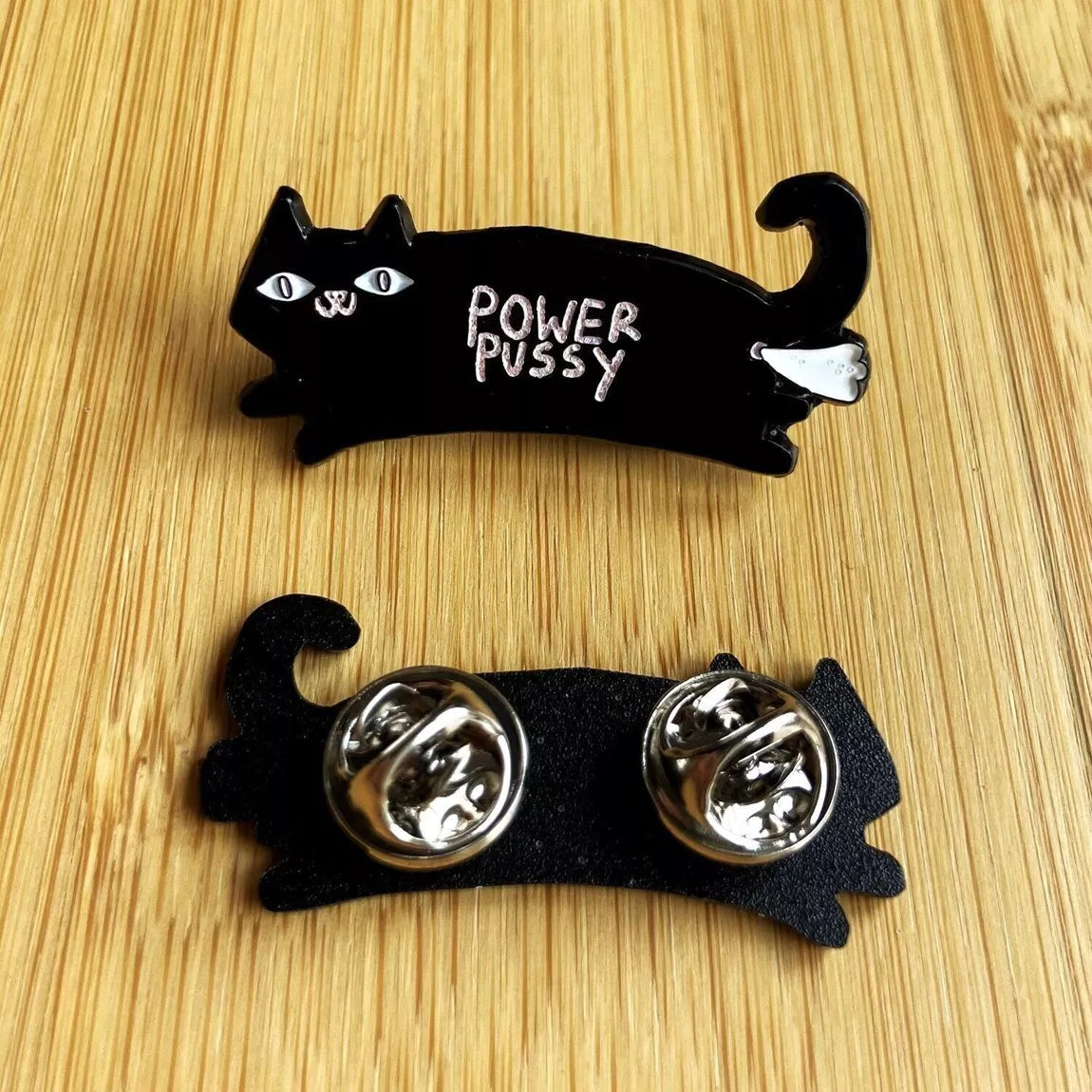 "Power Pussy" Pin Black