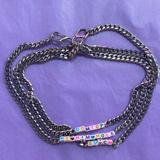 Word Beads Necklace thick chain