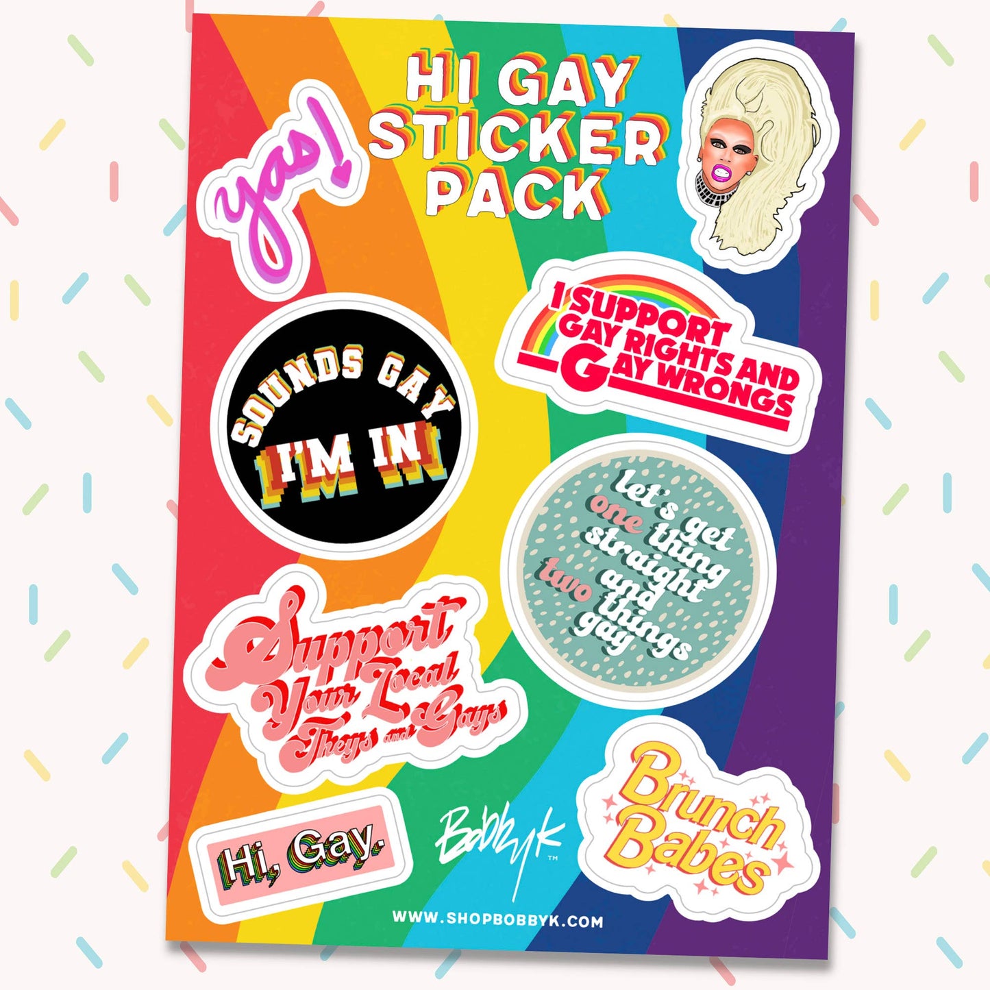 Hi Gay Sticker Pack Sheet