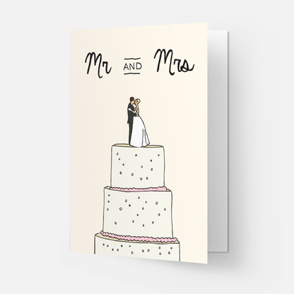 Wedding cake greeting card: Mrs & Mrs