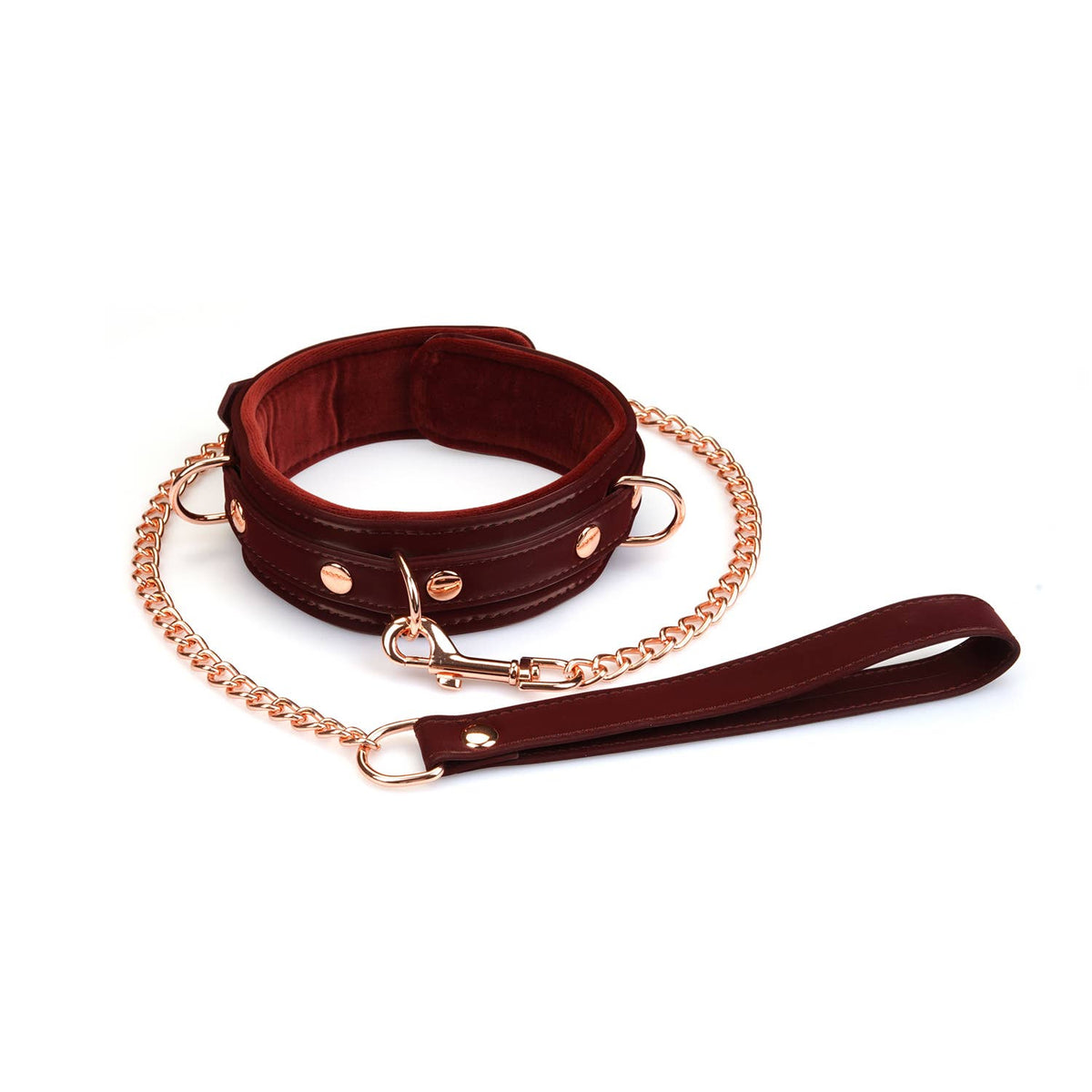 Metallic Shade Burgundy Vegan Collar with Leash
