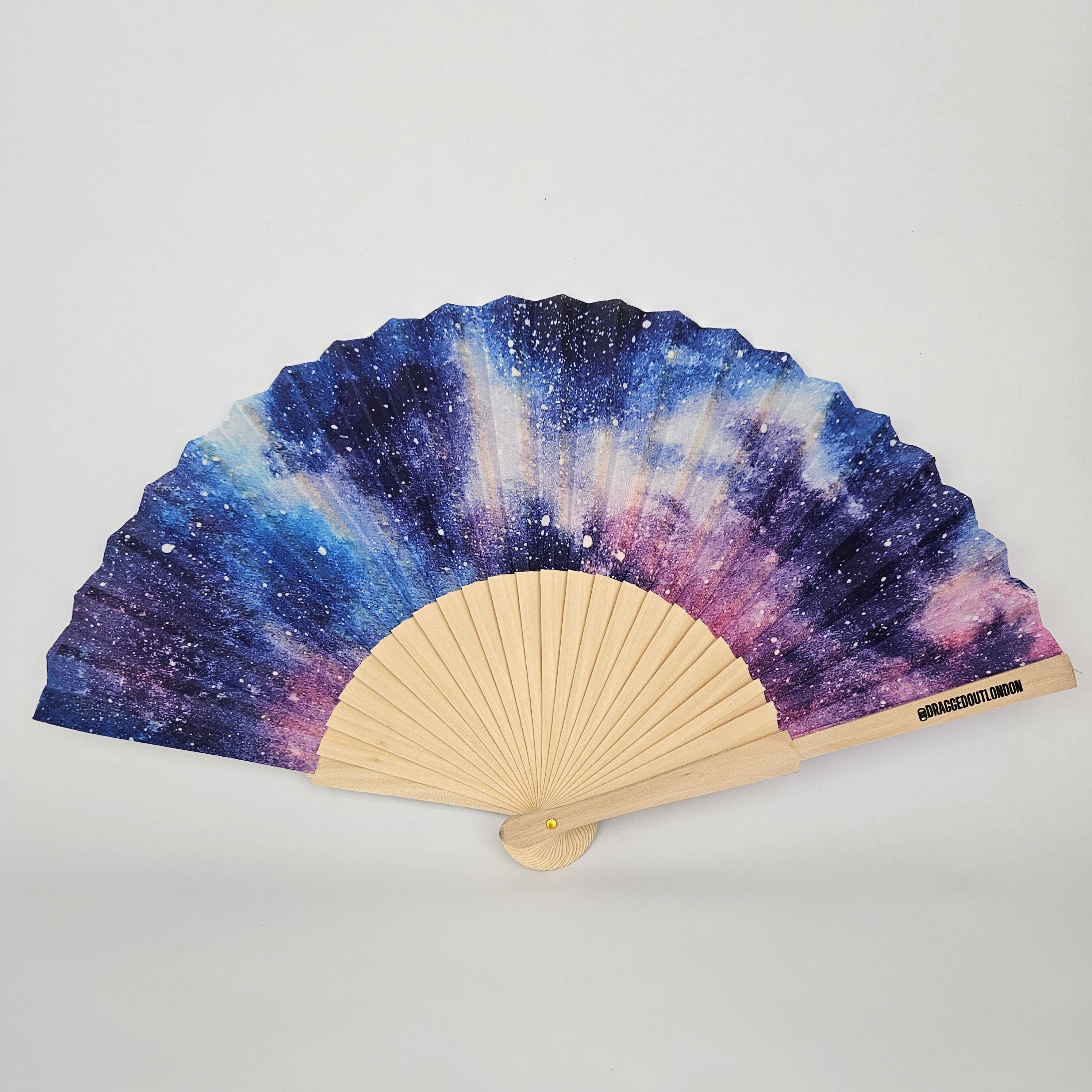 Small Folding Wood Hand Fan – Space Print