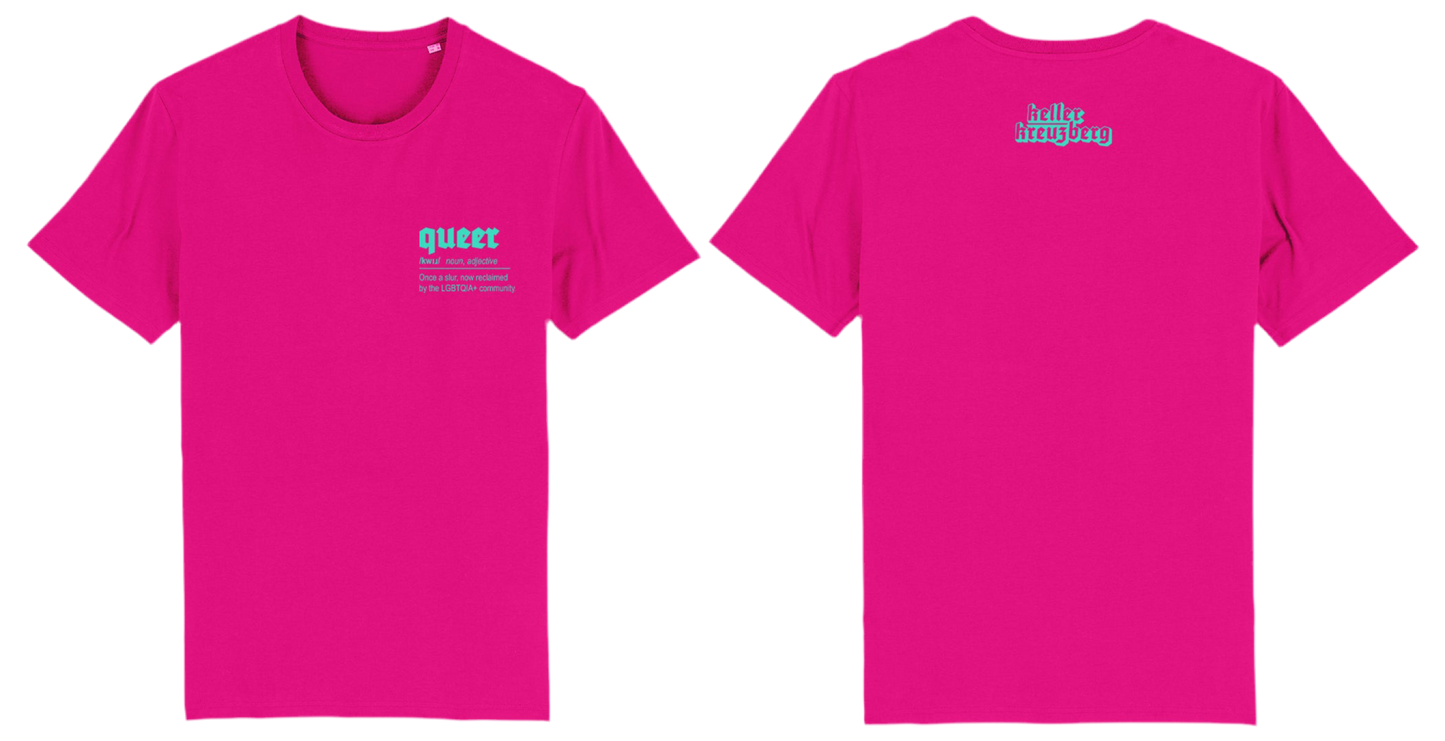 QUEER Keller Kreuzberg T-shirt Magenta and Tiffany Blue