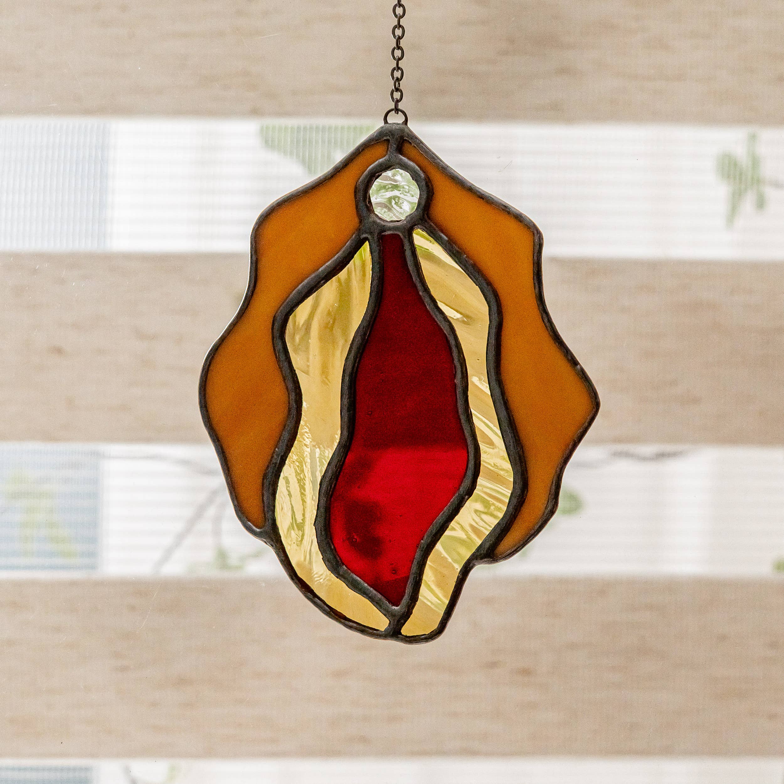 Stained Glass Vulva - Gold / Yellow / Red