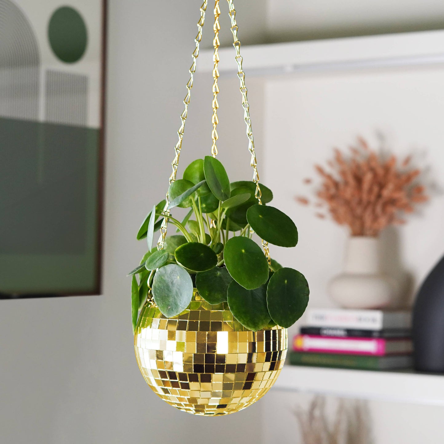 Disco Ball Hanging Planter - Gold (6in)