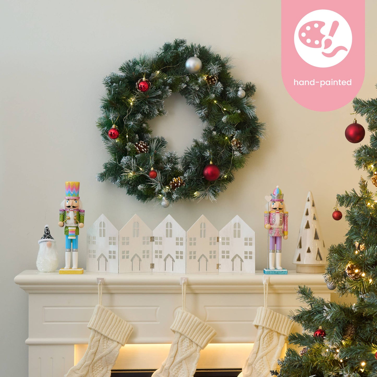 2 Rainbow Wooden Nutcracker Soldiers, 30cm / 12" - Christmas