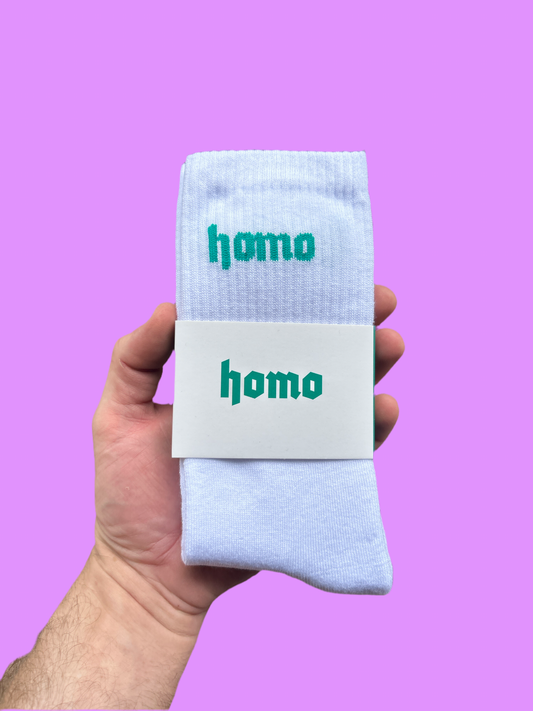 Homo Socks White/Teal Green