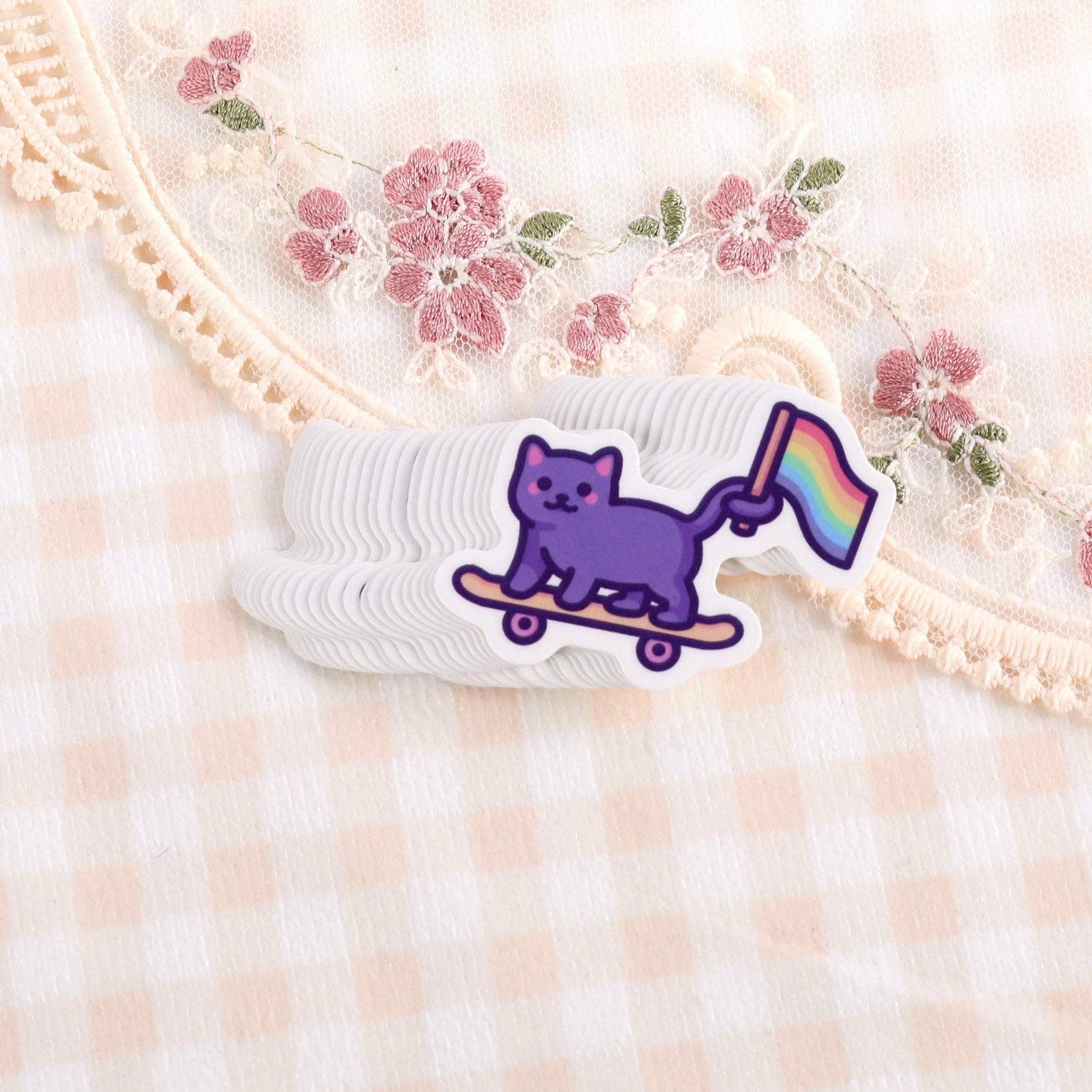 LGBTQ+ Pride Cat Temporary Tattoo: Add hang tabs