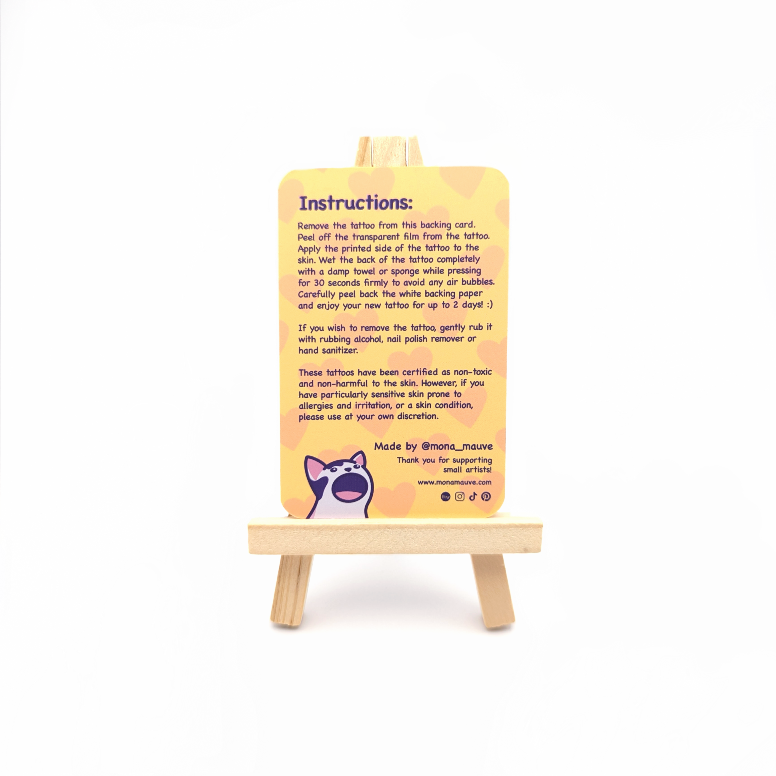 LGBTQ+ Pride Cat Temporary Tattoo: Add hang tabs