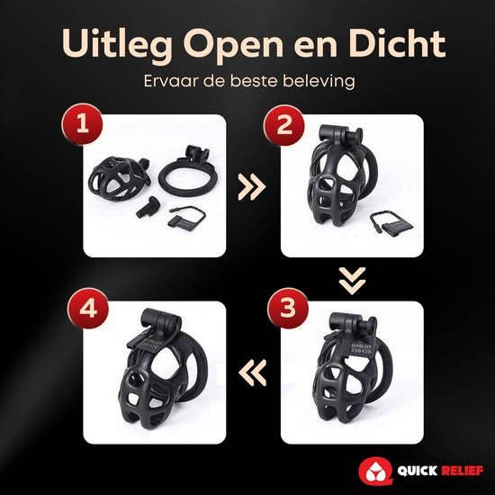 Quick Relief Elite Lock™ Medium - Chastity cage with 4 ring sizes