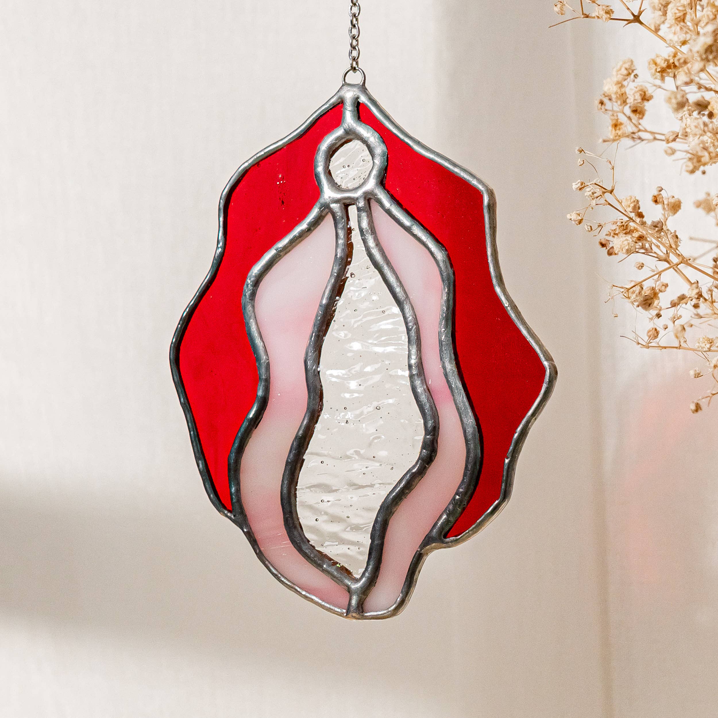Stained Glass Vulva - Red / Pink / Clear