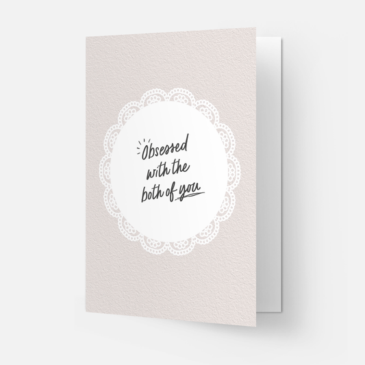 Obsessed with you both - wedding greeting card: Double folded