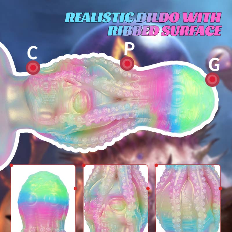 Glow-in-the-Dark Octopus Skull Liquid Silicone Fantasy Dildo