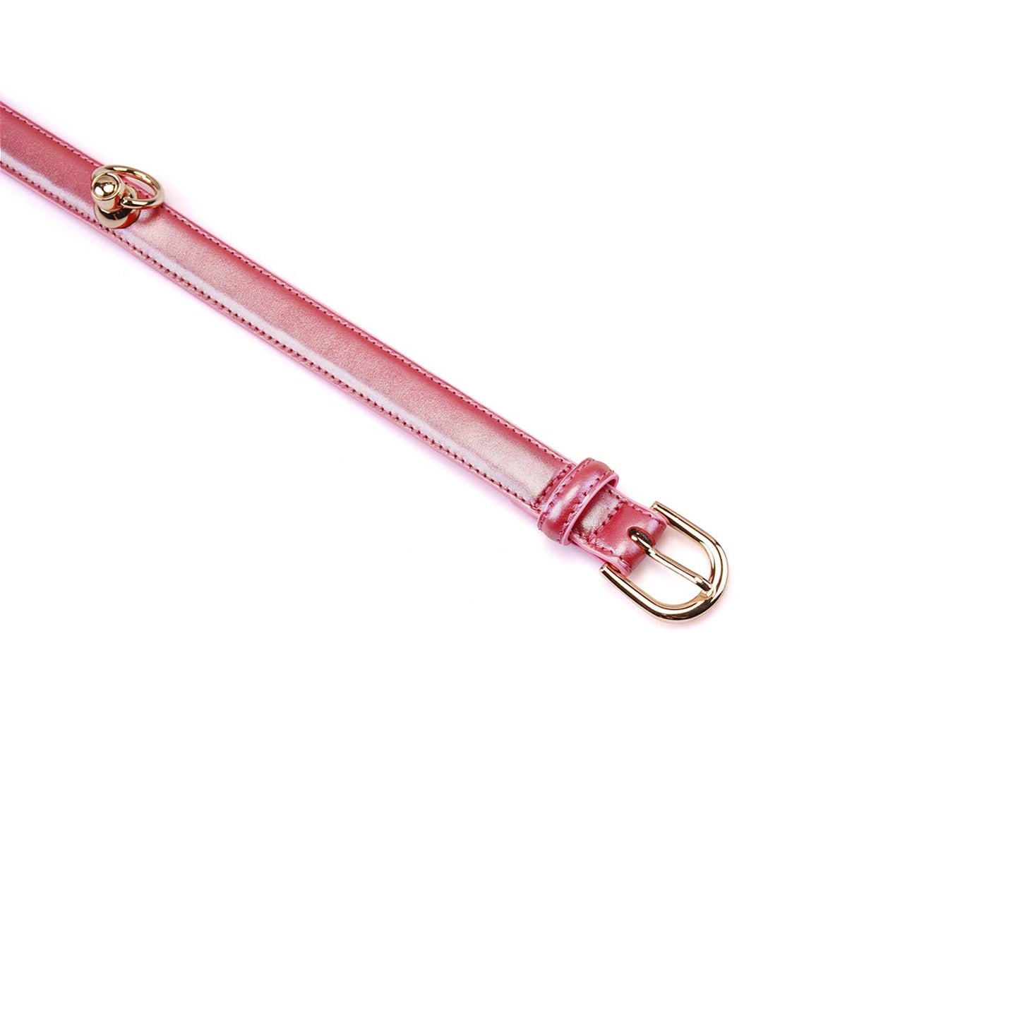 Lustre Rosa: Pink Leather Collar with Chain Leash