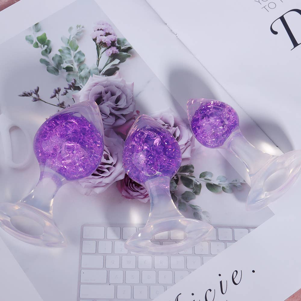 Heart-shaped Crystal Anal Plug - Purple: L: 4.5cm