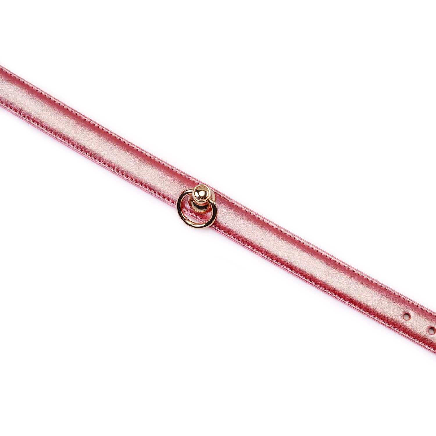 Lustre Rosa: Pink Leather Collar with Chain Leash