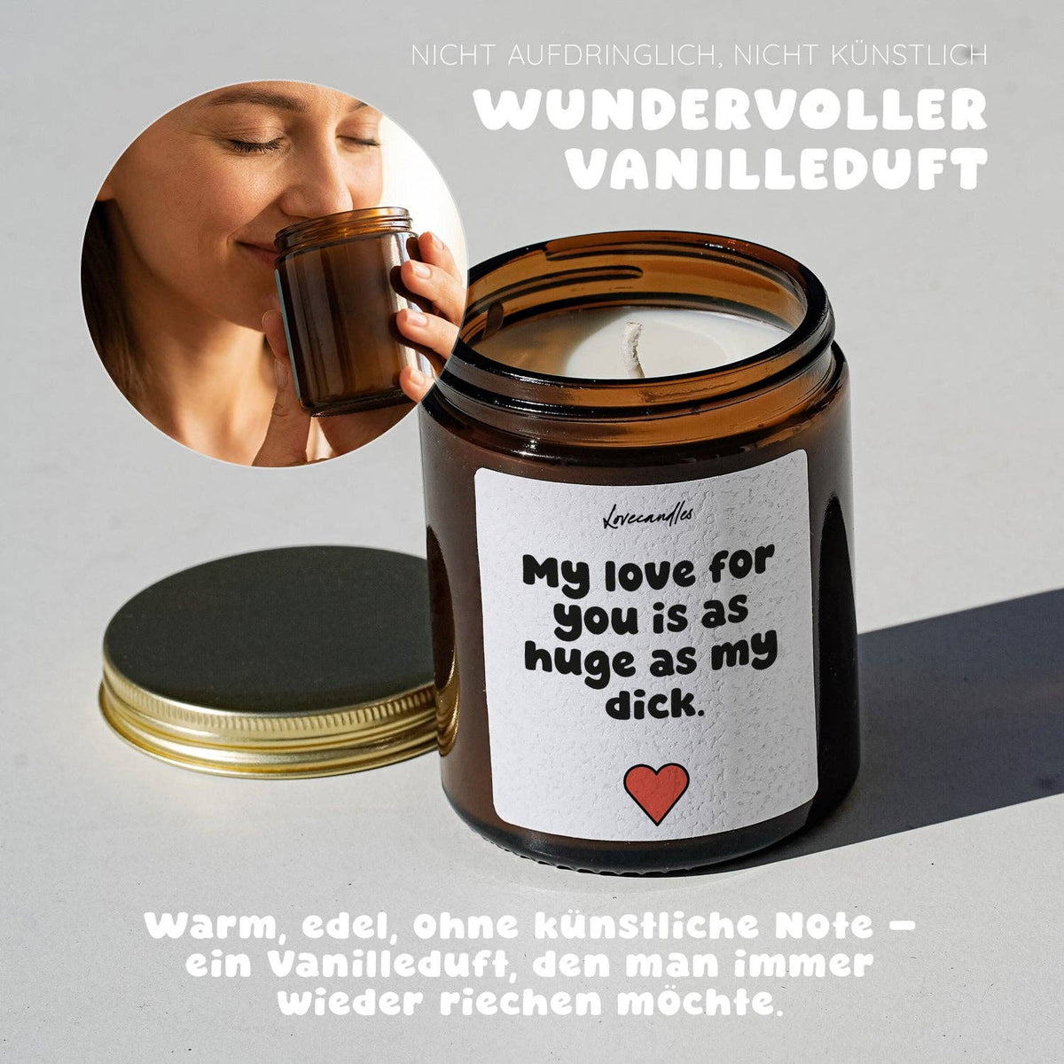 "My love for you is as huge as my dick." Scented candle