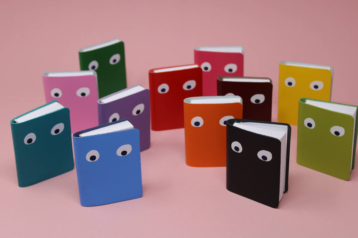 Googly Eye Mini Leather Notebook: Hot Pink