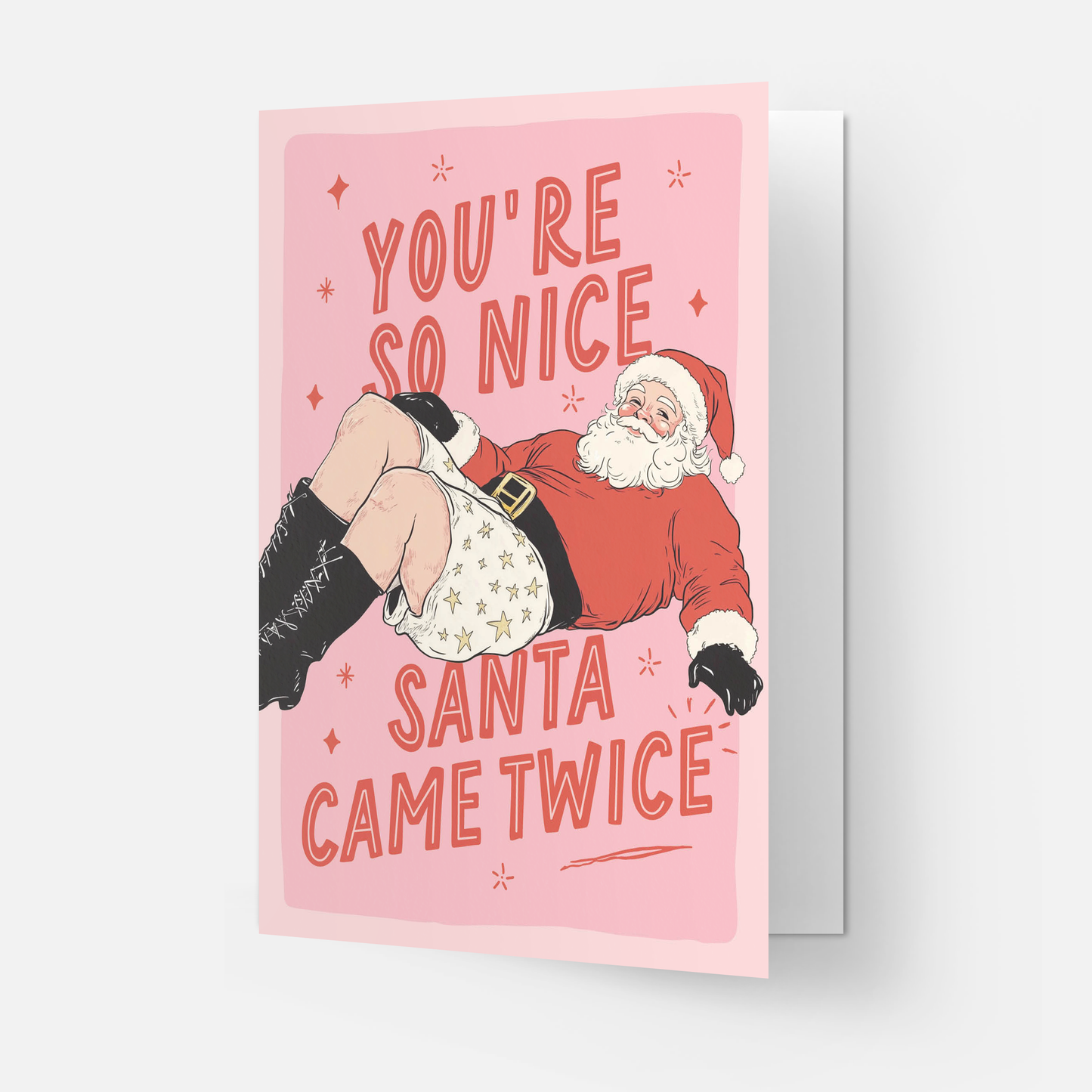 Santa twice greeting card: Double folded