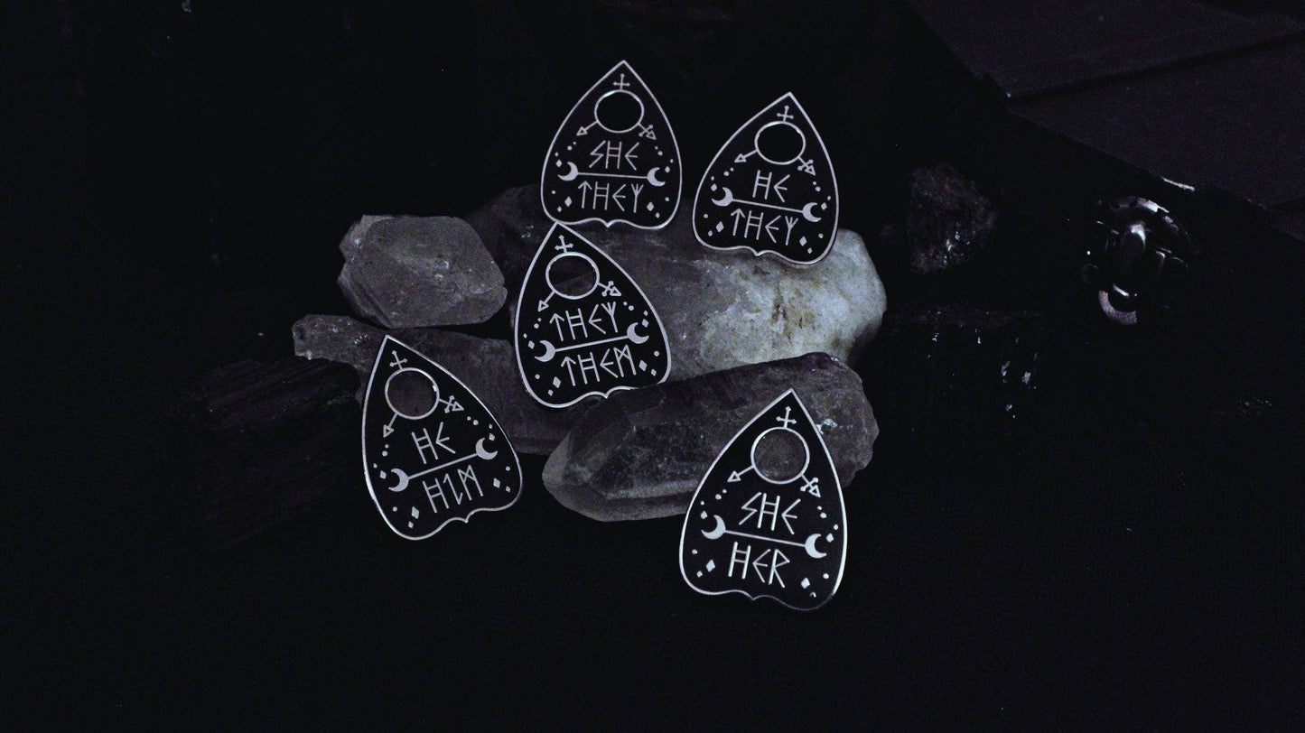 Original Pronoun Planchette Pin: They/them / Silver