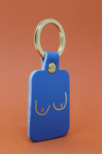 Boob Leather Key Fob: Bright Yellow