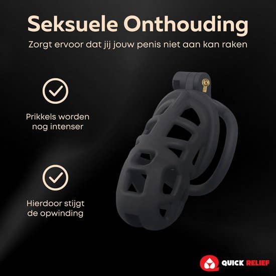 Quick Relief Elite Lock™ Medium - Chastity cage with 4 ring sizes