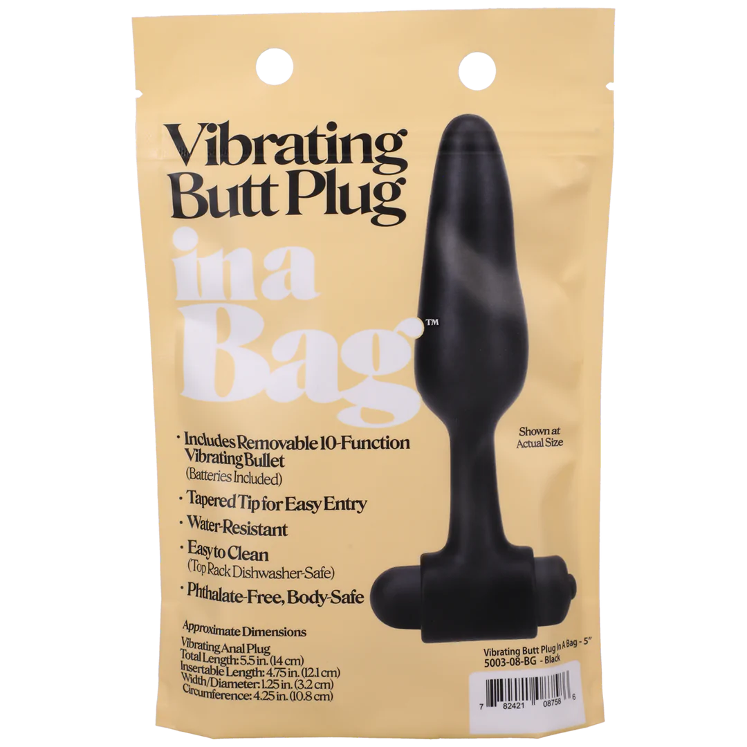 "Vibrating Butt Plug in a Bag" 12 cm Black