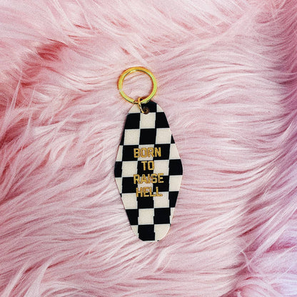 Born to Raise Hell Checkered Keychain