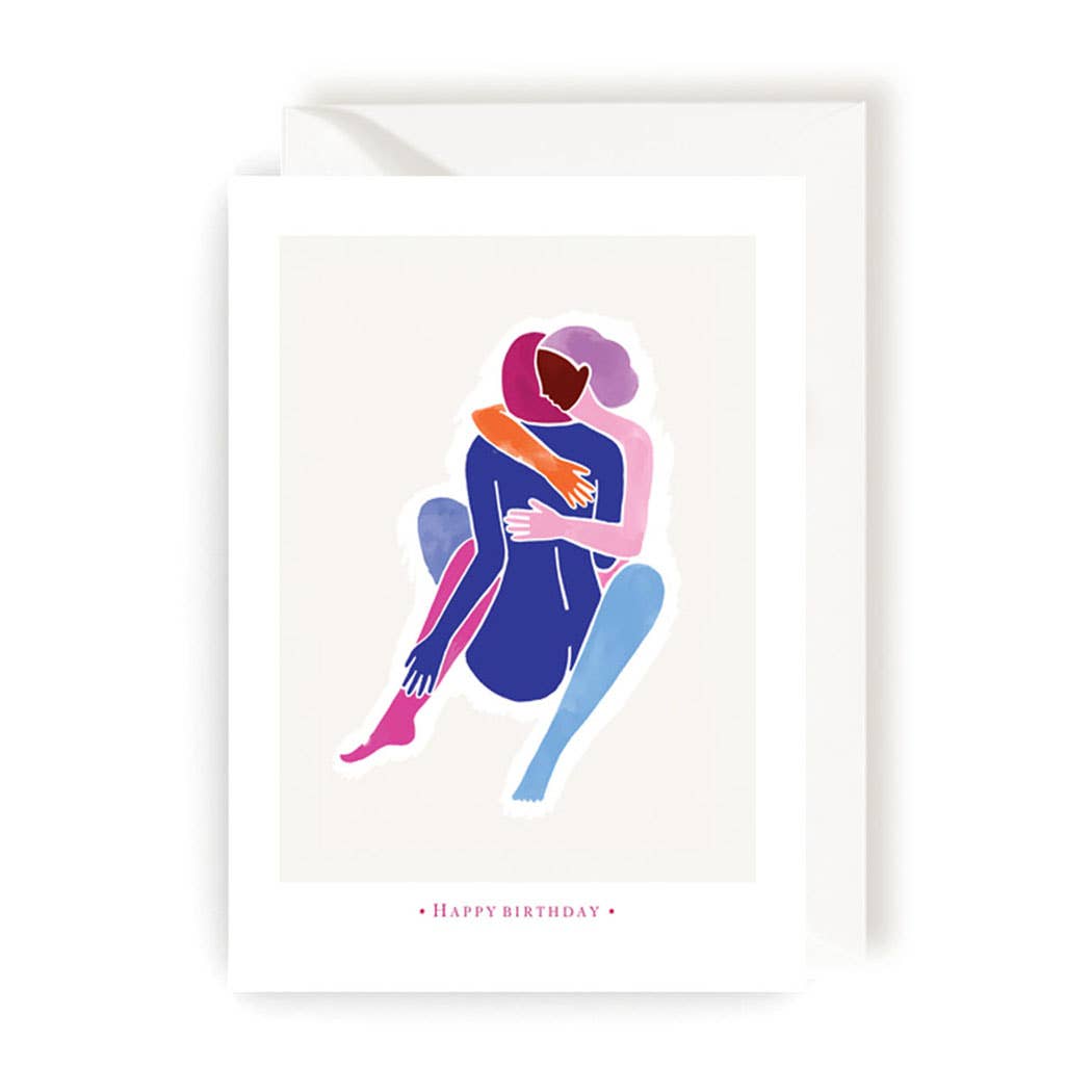 Lovers Hug Happy Birthday Card