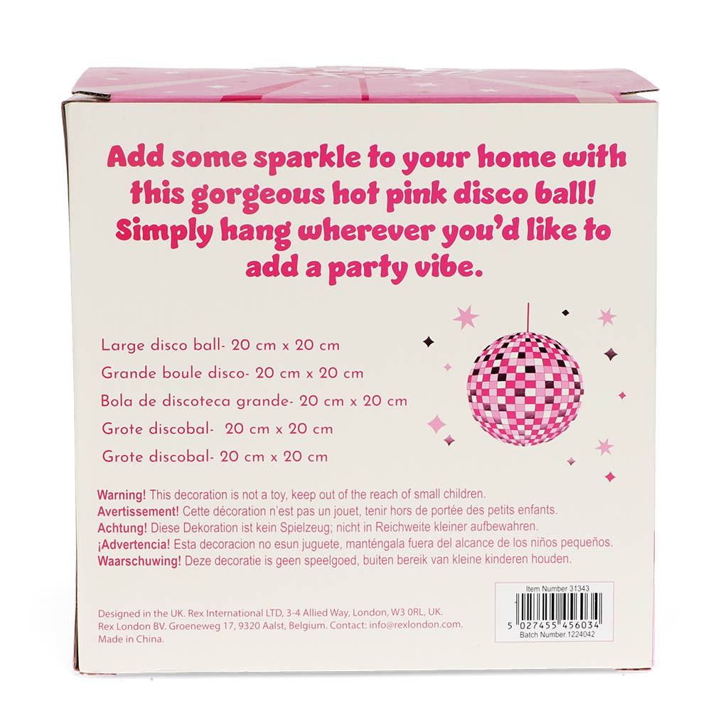 Hanging disco ball (20cm) - Pink
