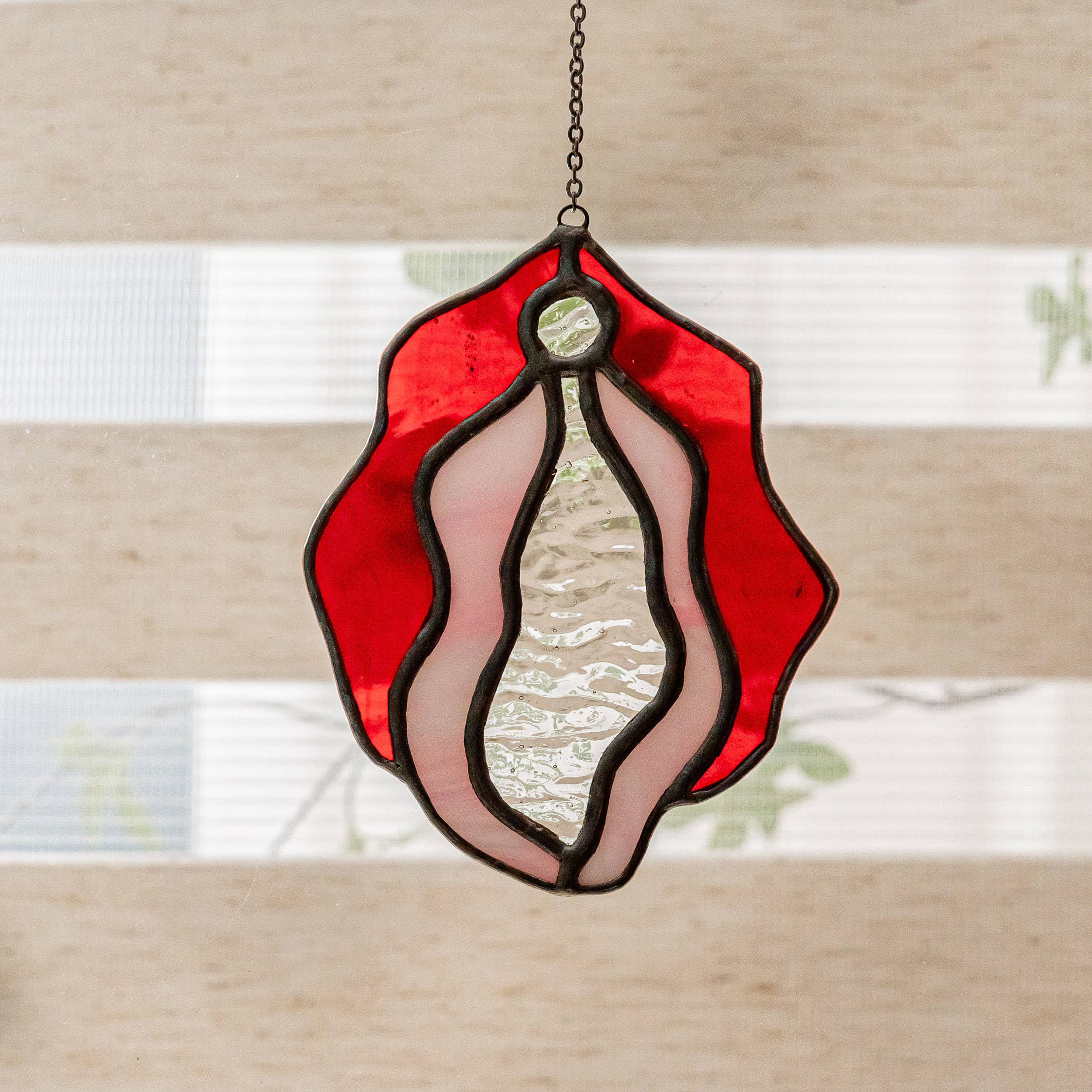 Stained Glass Vulva - Red / Pink / Clear