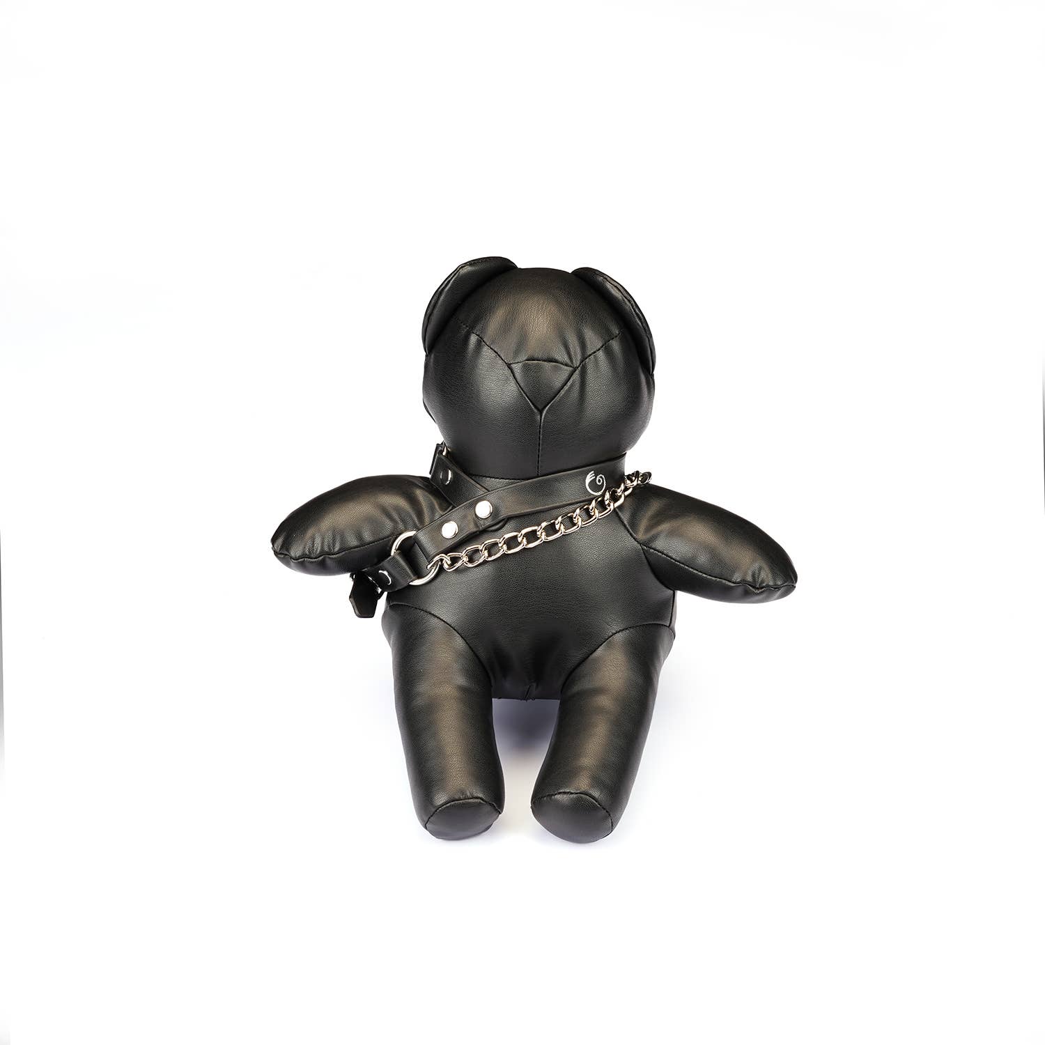 26cm high Black Bondage Bear Faux Leather