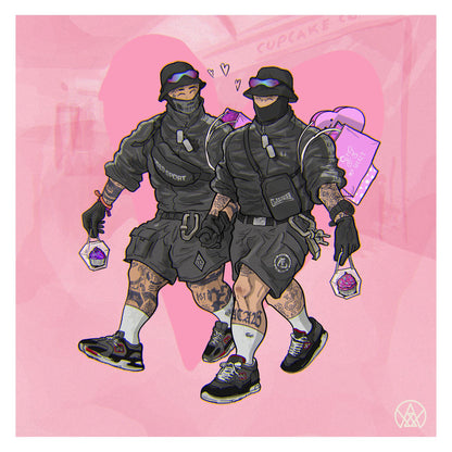 Andy Warlord "This soccer Ultras enjoying their favorite cupcakes after a shopping spree at the mall (2022)" Print 30x30 cm