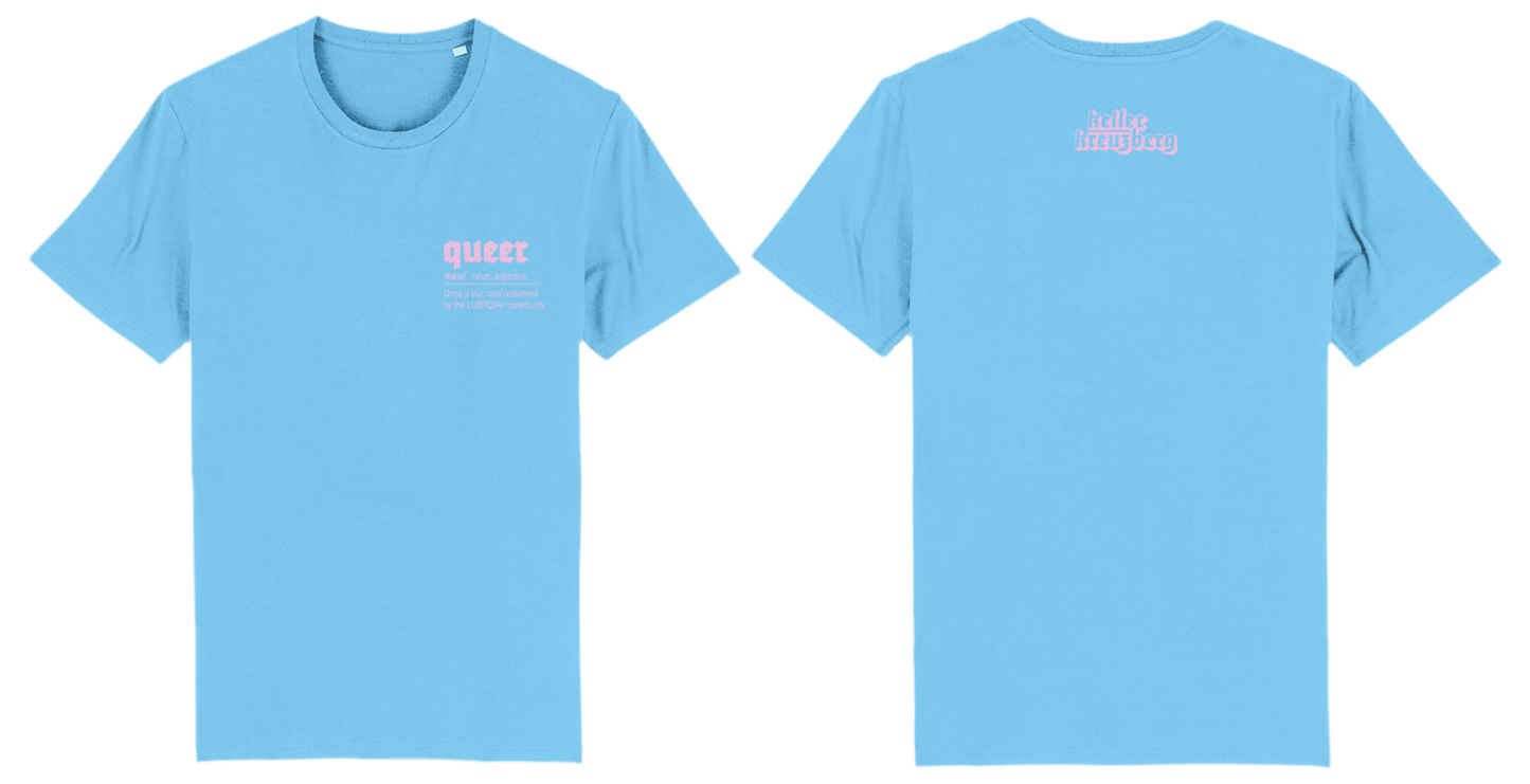 QUEER Keller Kreuzberg T-shirt Blue and Baby Pink