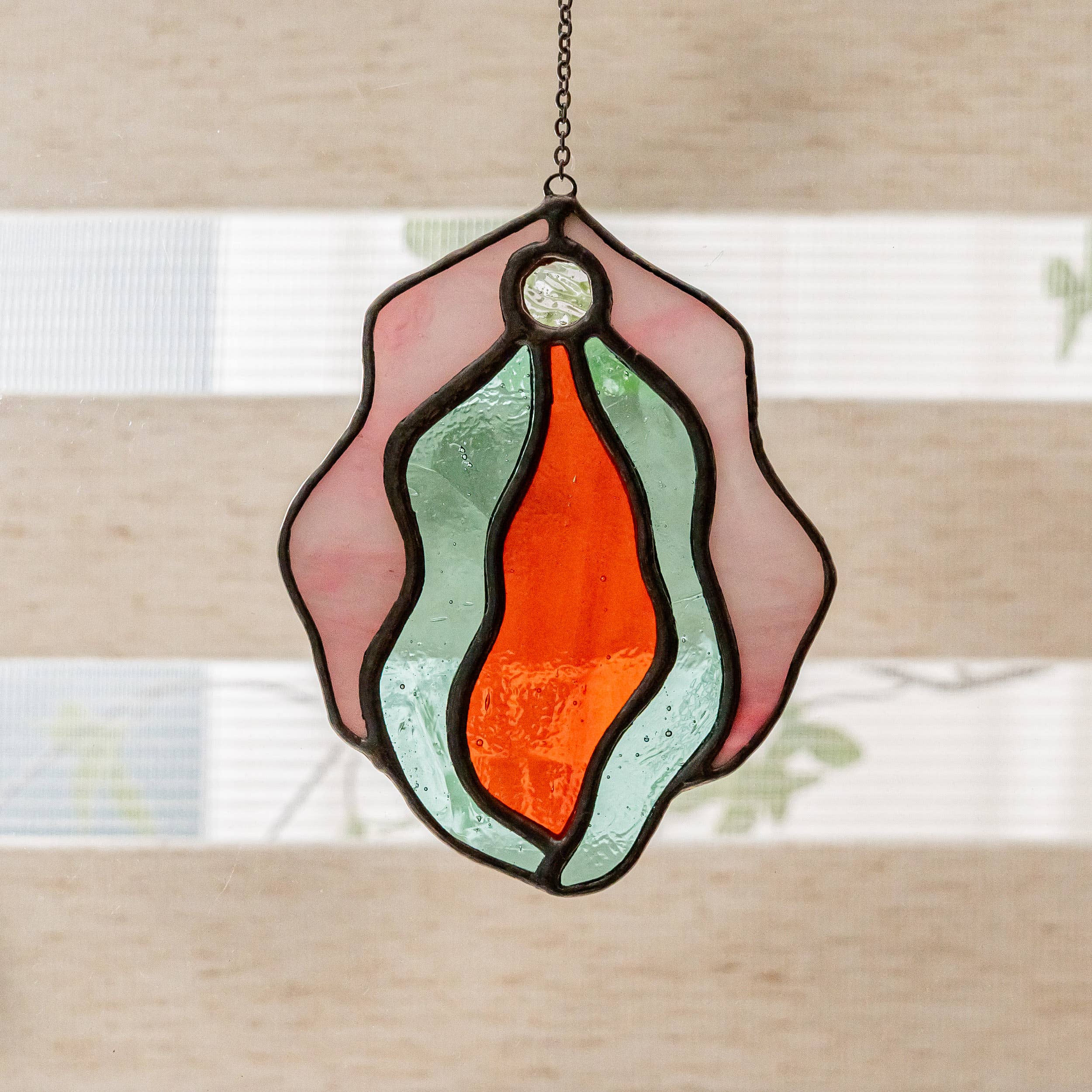 Stained Glass Vulva - Pink / Mint / Orange