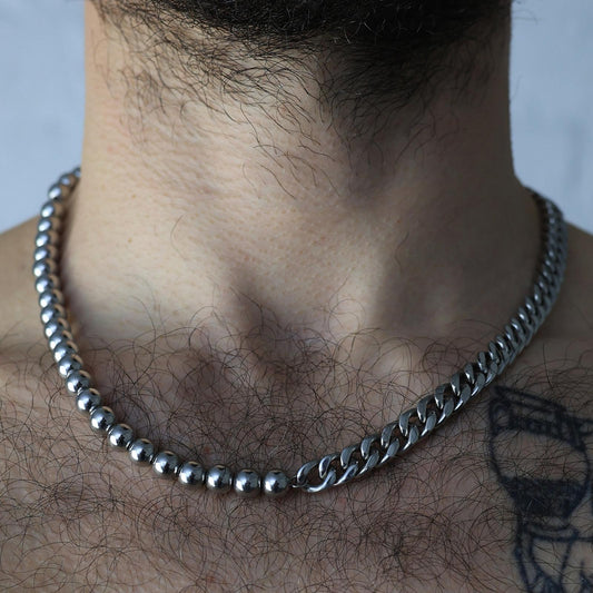 KK Ball & Cuban Chain Necklace Stainless Steel