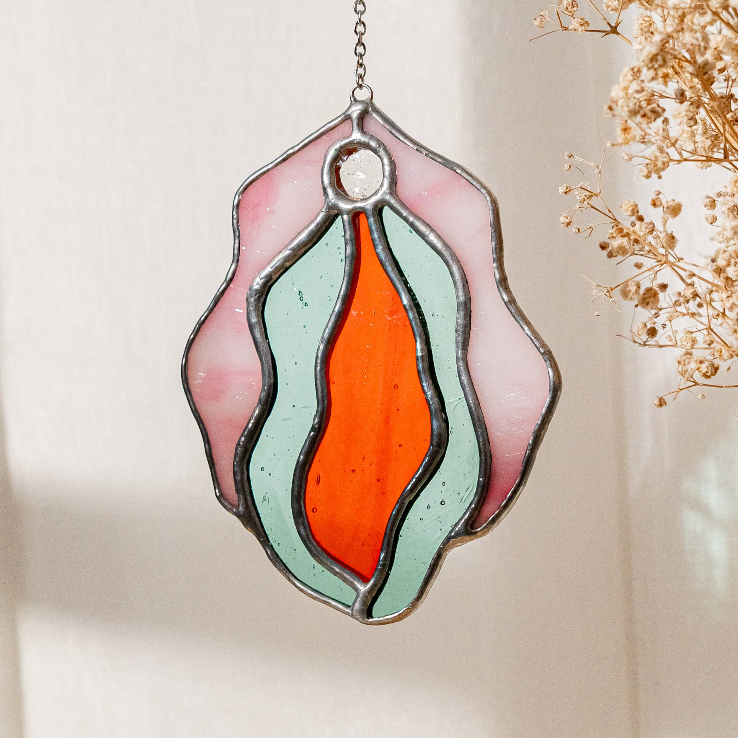 Stained Glass Vulva - Pink / Mint / Orange
