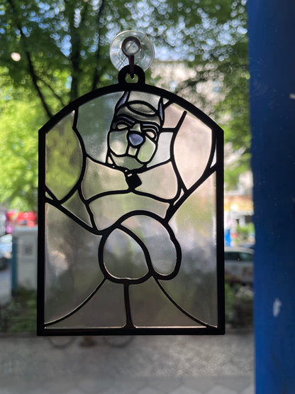 "Relaxed Puppy” Kinky Stained Glass Style Resin Art