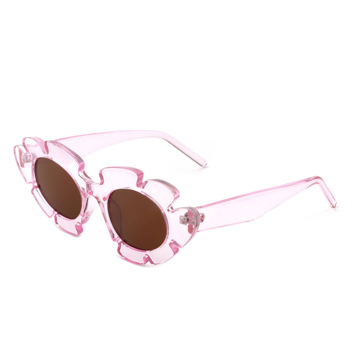 Irregular Round Cut-Out Cat Eye Flower Fashion Sunglasses: No Packaging
