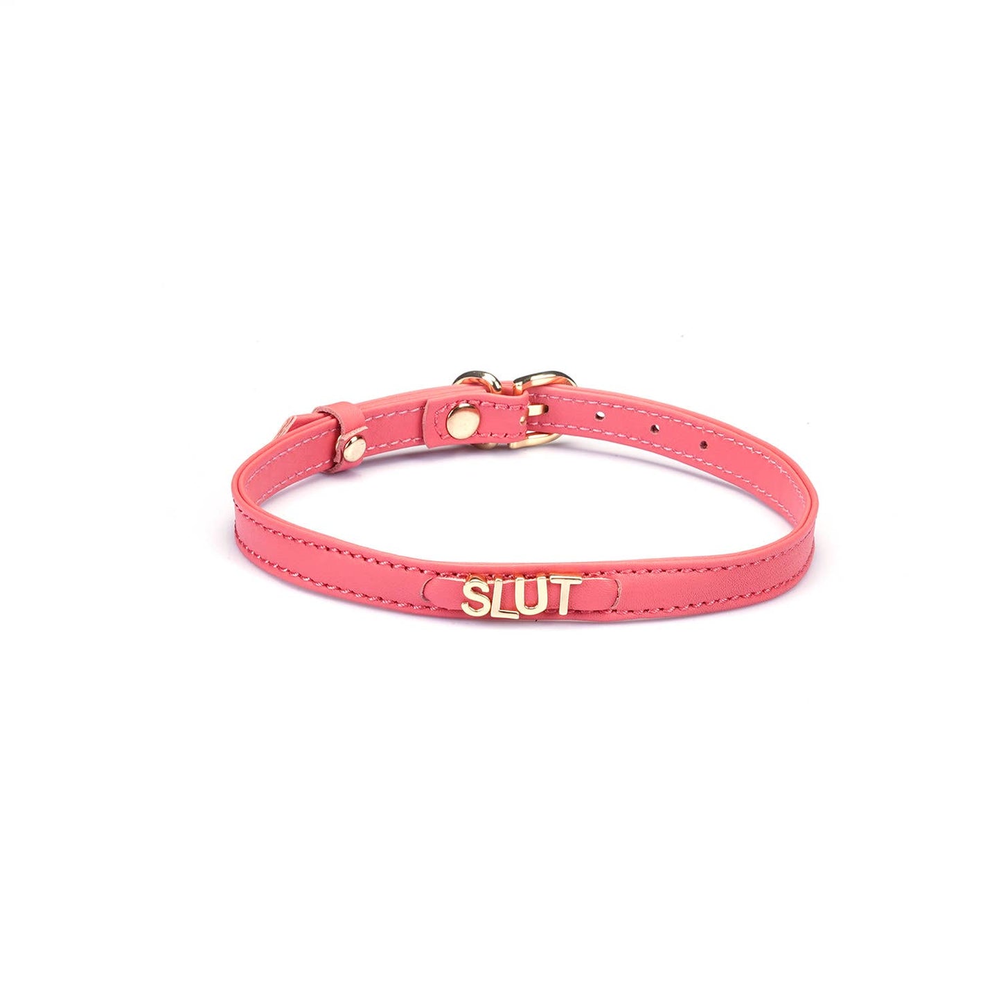 Liebe Seele Italian Leather Choker with Letters SLUT: Rose Pink