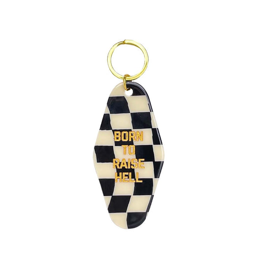 Born to Raise Hell Checkered Keychain
