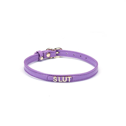 Liebe Seele Italian Leather Choker with Letters SLUT: Rose Pink