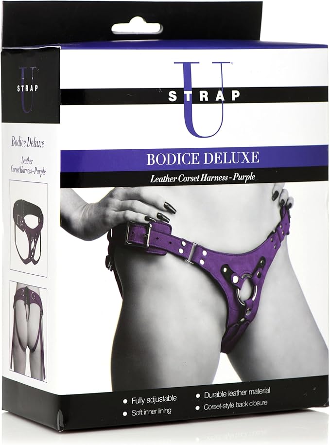 Strap U - "Bodice" Leather Corset Back Strap On Dildo Harness
